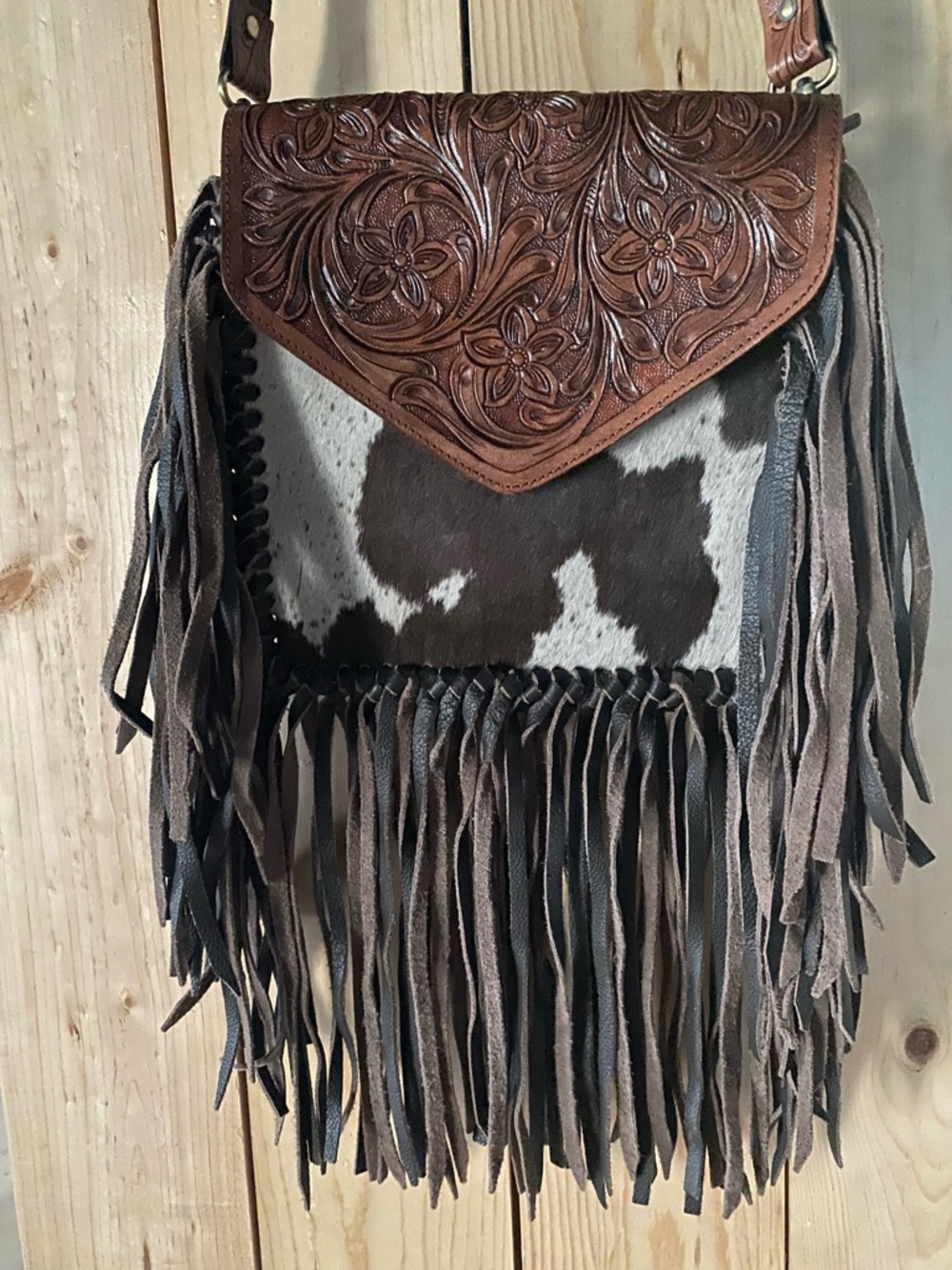 Cow hide leather purse